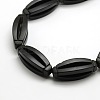 Natural Oval Black Stone Beads Strands G-P062-43-3