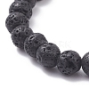 Natural Lava Rock & Mixed Stone Stretch Bracelet BJEW-JB07999-5