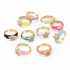 Brass Micro Pave Clear Cubic Zirconia Cuff Rings RJEW-S045-082-NR-1