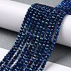 Electroplate Glass Beads Strands GLAA-H021-01B-FP03-3