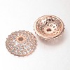 Apetalous Half Round/Dome Brass Micro Pave Cubic Zirconia Bead Caps ZIRC-D063-RG-1