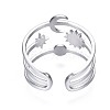 304 Stainless Steel Moon and Star Open Cuff Ring RJEW-T023-32P-2