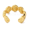 Rack Plating Shell Shape Brass Open Cuff Rings for Women RJEW-S242-04G-3