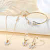 Butterfly Alloy Acrylic Pendant Necklace & Stud Dangle Earring & Cuff Bangles Sets for Women FS-WG2F59A-01-2