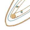Synthetic Turquoise Sun Pendant Multi Layered Necklace with Plastic Beaded NJEW-P269-18B-G-2
