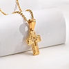 Stainless Steel Cross Pendant Cable Chain Necklaces for Women PW-WG067D3-01-2