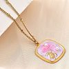 Summer Beach 304 Stainless Steel Lavender Enamel Pendant Necklaces for Women NJEW-U043-01A-G-2
