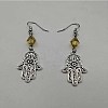 Bohemian Hamsa Hand Tassel Alloy Pave Cubic Zirconia Dangle Earrings for Women TA8564-4-1