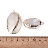 Electroplate Natural Paua Shell Pendants SSHEL-Q100-15KCG-3