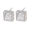 Brass Micro Pave Clear Cubic Zirconia Stud Earrings EJEW-C174-02B-P-4