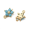 Brass Pave Cubic Zirconia Flower Links Connector Charms KK-H089-34G-04-4