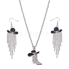 Iron Pendant Necklaces & Alloy Dangle Earring Sets SJEW-UN00005-1