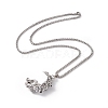 Alloy Crescent Moon with Skull Pendant Necklace with 304 Stainless Steel Box Chains NJEW-C007-05AS-2