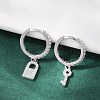 Lock & Key 925 Sterling Silver Micro Pave Clear Cubic Zirconia Hoop Earrings for Women EJEW-G427-01P-03-1