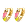 Rack Plating Brass Micro Pave Clear Cubic Zirconia & Enamel Hoop Earrings for Women EJEW-G410-53G-1