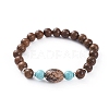 Unisex Wood Beads Stretch Bracelets BJEW-JB04958-2