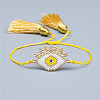 Bohemian Style Evil Eye Glass Seed Beaded Link Bracelets AD1534-5-2
