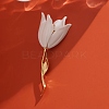 White Champaca Alloy Resin Brooch for Backpack Clothes  PW-WGA49BC-01-3