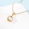 304 Stainless Steel & Acrylic Imitation Pearl Moon Pendant Snake Chain Necklaces for Women NJEW-F354-08G-4