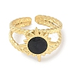 Ion Plating(IP) 304 Stainless Steel Enamel Cuff Finger Rings RJEW-L107-081G-02-2