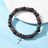 2Pcs Adjustable Natural Coconut & Lava Rock & Synthetic Lava Rock Beads Stretch Bracelets BJEW-JB13285-6