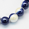 Handmade Two-tone Porcelain Round Beads PORC-S494-10mm-11-1