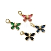 Butterfly Brass Glass Pendants KK-C134-20G-1