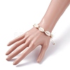 Natural Cowrie Shell Braided Bead Bracelet for Women BJEW-TA00044-01-3