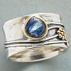 Teardrop & Flower & Leaf Pattern Alloy with Glass Finger Rings FS-WG58DE6-02-1