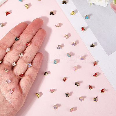 140Pcs 7 Colors Alloy Enamel Buttons FIND-GF0008-28-1