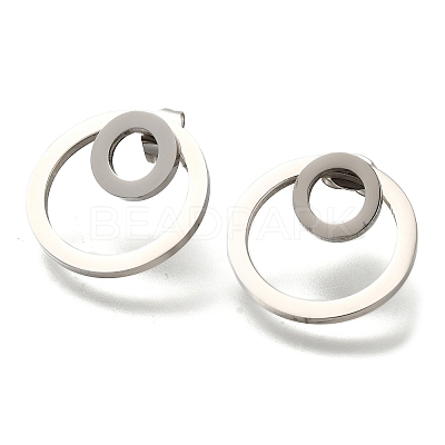 304 Stainless Steel Stud Ring Stud Earrings EJEW-C118-02C-1