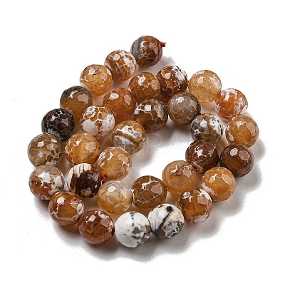 Faceted Natural Fire Crackle Agate Beads Strands G-F447-12mm-N10-1