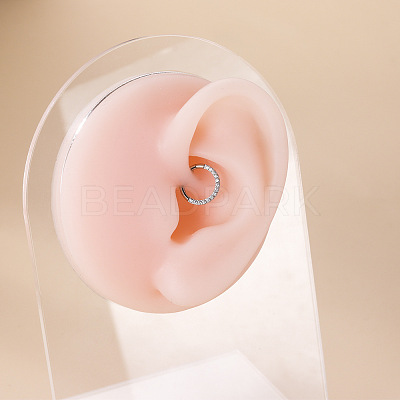 F136 Titanium Alloy Micro Pave Clear Cubic Zirconia Cartilage Earrings WG72C09-04-1-1
