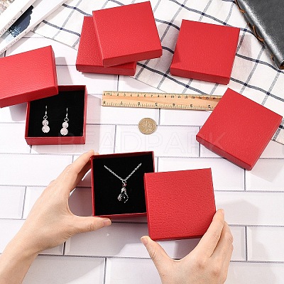 6Pcs Square Cardboard Necklace Box CBOX-YW0001-05B-1