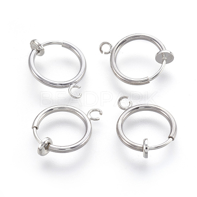Brass Clip-on Hoop Earrings X-KK-L169-06P-1