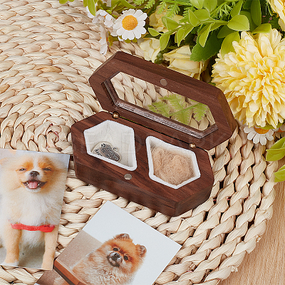 1Pc Hexagon Wooden Visible Window Pet Pet Keepsake Storage Boxes CON-DR0001-11-1
