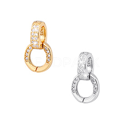 2Pcs 2 Colors S925 Sterling Silver Micro Pave Clear Clear Cubic Zirconia Twister Clasps STER-PH0003-57-1