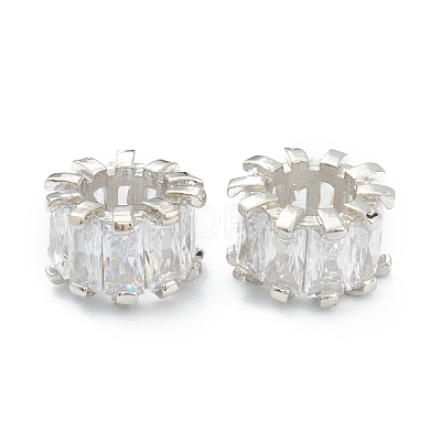 Brass Clear Cubic Zirconia European Beads ZIRC-NB010-38P-1