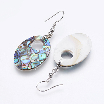 Abalone Shell/Paua Shell Dangle Earrings EJEW-F147-C01-1
