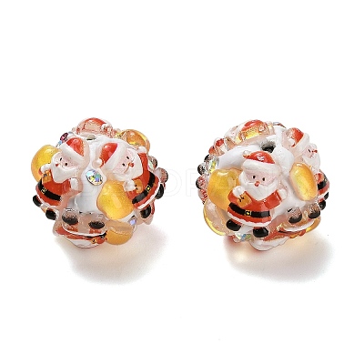 Christmas Theme Polymer Clay Rhinestone Beads with Resin RESI-Z045-01A-1