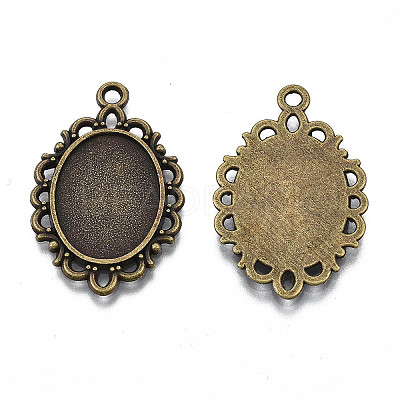 Filigree Wrap Oval Alloy Pendant Cabochon Settings X-PALLOY-N0088-13AB-NF-1