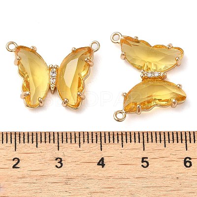 Brass Pave Faceted Glass Connector Charms FIND-Z020-03O-1