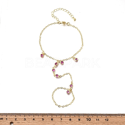 Brass Micro Pave Cubic Zirconia Mittens Bracelets BJEW-C156-01G-02-1
