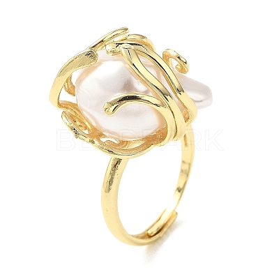 ABS Plastic Pearl Finger Rings RJEW-L128-01G-1