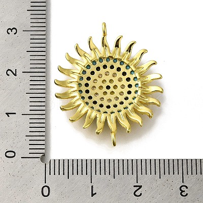 Rack Plating Brass Micro Pave Colorful Cubic Zirconia Sun Links Connector Charms KK-H485-26G-1