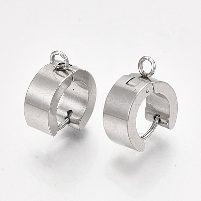 Tarnish Resistant 201 Stainless Steel Hoop Earring Findings X-STAS-S079-79-1