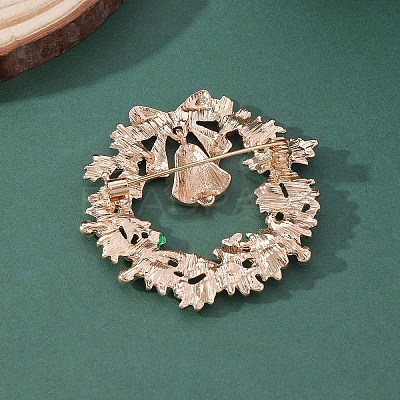 Christmas Wreath & Bell Alloy Rhinestone Pendant Necklaces & Dangle Earrings & Charm Bracelets & Brooch Sets WG06691-09-1