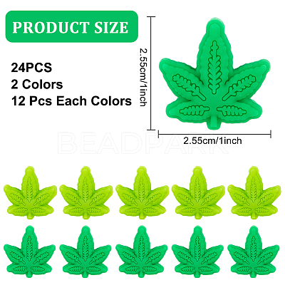 24Pcs 2 Colors Maple Leaf Silicone Focal Beads SIL-GO0001-06-1