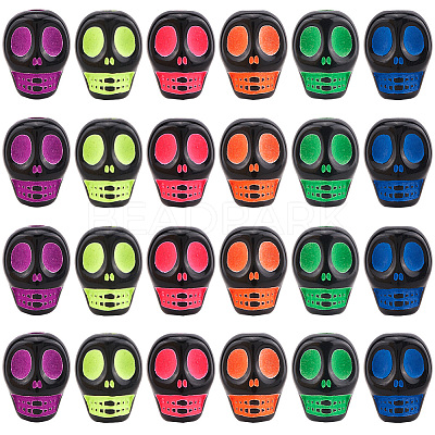 400Pcs Opaque Black Acrylic Beads MACR-SC0001-66-1