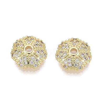 Brass Micro Pave Clear Cubic Zirconia Bead Caps KK-Q071-17G-02-1